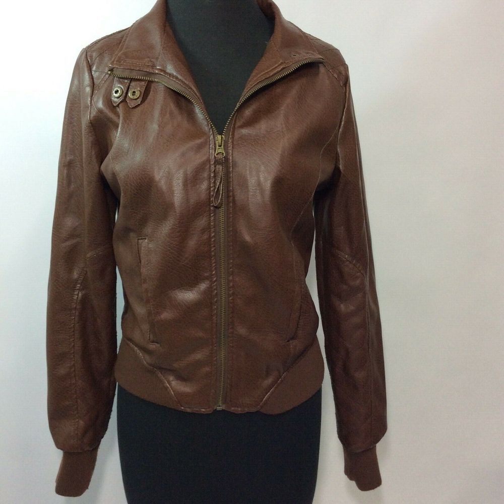 Wishful Park Women’s Medium Coat Brown Faux Vegan Leather